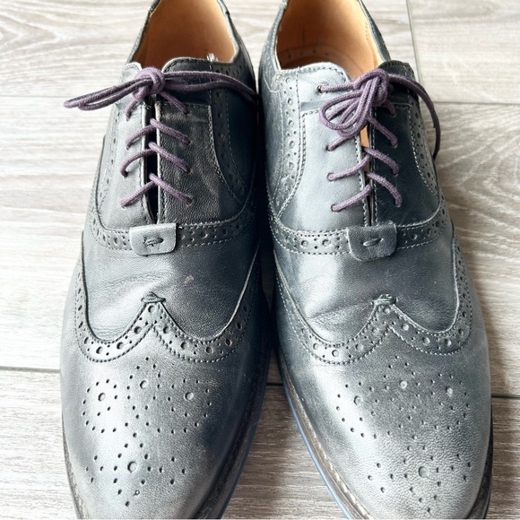 Hush Puppies Black  Distressed Leather Wingtips Oxfords - Picture 6 of 13